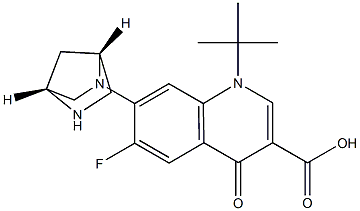 6-Fluoro-1-tert-butyl-7-[(1R,4R)-2,5-diazabicyclo[2.2.1]heptan-2-yl]-1,4-dihydro-4-oxoquinoline-3-carboxylic acid Structure