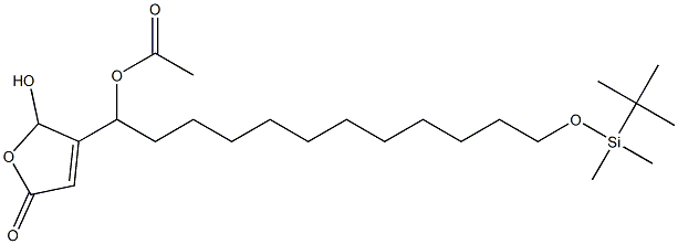 Acetic acid 1-[(2,5-dihydro-2-hydroxy-5-oxofuran)-3-yl]-12-(tert-butyldimethylsiloxy)dodecyl ester Struktur