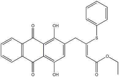 (Z)-4-[(9,10-Dihydro-1,4-dihydroxy-9,10-dioxoanthracen)-2-yl]-3-phenylthio-2-butenoic acid ethyl ester Structure