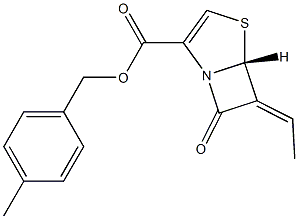 (5R,6E)-6-エチリデン-7-オキソ-1-アザ-4-チアビシクロ[3.2.0]ヘプタ-2-エン-2-カルボン酸4-メチルベンジル 化学構造式