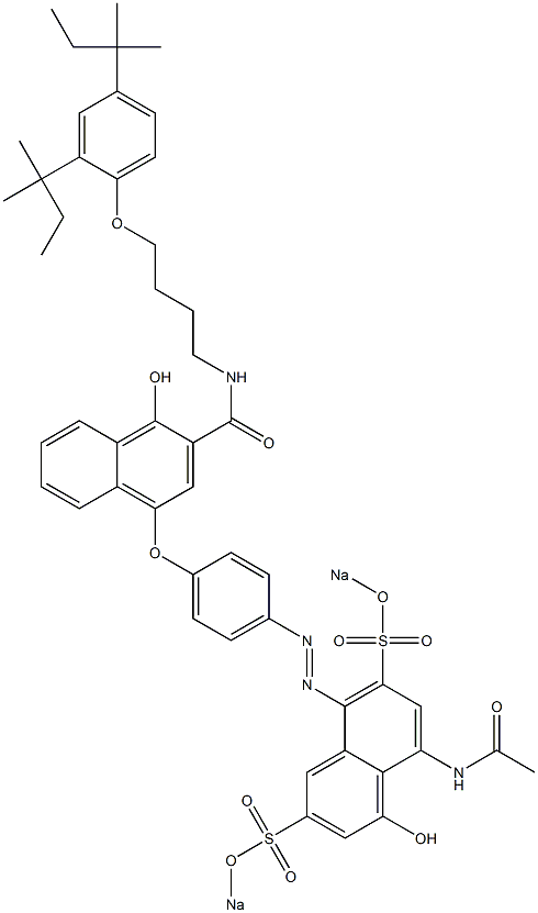 4-[4-[8-(Acetylamino)-1-hydroxy-3,6-bis(sodiosulfo)-5-naphtylazo]phenoxy]-N-[4-(2,4-di-tert-pentylphenoxy)butyl]-1-hydroxy-2-naphthamide Structure