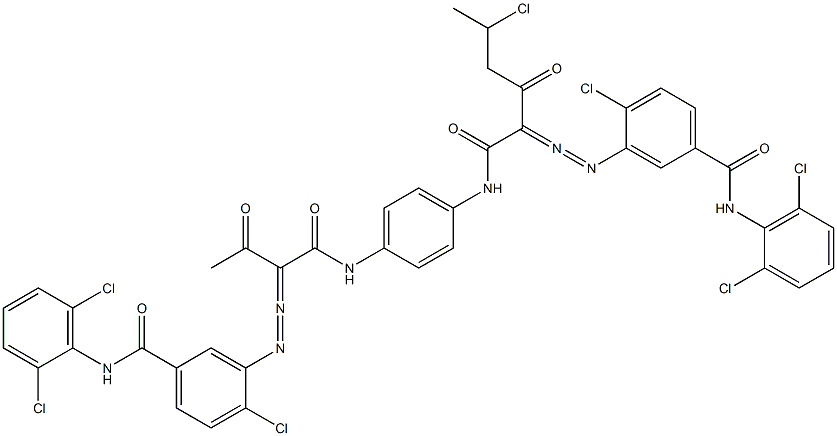 3,3'-[2-(1-Chloroethyl)-1,4-phenylenebis[iminocarbonyl(acetylmethylene)azo]]bis[N-(2,6-dichlorophenyl)-4-chlorobenzamide],,结构式