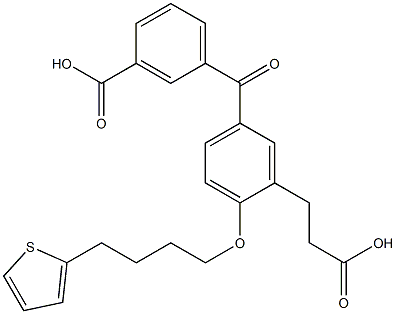 5-(3-Carboxybenzoyl)-2-[4-(2-thienyl)butoxy]benzenepropanoic acid 结构式