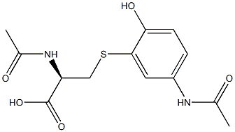 N-アセチル-S-[5-(アセチルアミノ)-2-ヒドロキシフェニル]-L-システイン 化学構造式