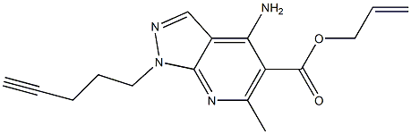 1-(4-Pentynyl)-4-amino-6-methyl-1H-pyrazolo[3,4-b]pyridine-5-carboxylic acid 2-propenyl ester Structure
