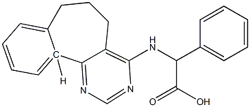 (S)-2-[[(6,7-ジヒドロ-5H-ベンゾ[6,7]シクロヘプタ[1,2-d]ピリミジン)-4-イル]アミノ]-2-フェニル酢酸 化学構造式