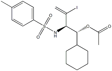 Acetic acid (1R,2R)-1-cyclohexyl-2-(tosylamino)-3-iodo-3-butenyl ester Structure