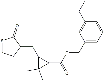 3-[[(3E)-2-オキソチオラン-3-イリデン]メチル]-2,2-ジメチルシクロプロパンカルボン酸3-エチルベンジル 化学構造式