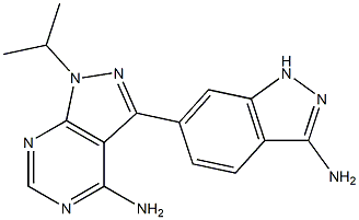 3-(3-Amino-1H-indazol-6-yl)-1-isopropyl-1H-pyrazolo-[3,4-d] pyriimidin-4-amine Struktur