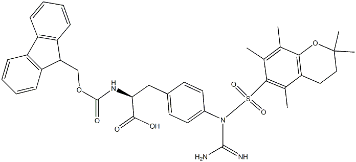 (S)-N-alpha-(9-Fluorenylmethyloxycarbonyl)-4-(2,2,5,7,8-pentamethylchroman-6-sulfonyl-guanidino)-phenylalanine Struktur