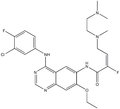 (E)-N-(4-(3-chloro-4-fluorophenylamino)-7-ethoxyquinazolin-6-yl)-4-((2-(dimethylamino)ethyl)(methyl)amino)-2-fluorobut-2-enamide Structure