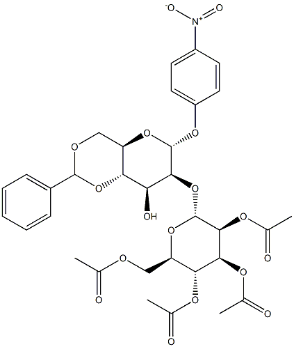 4-NITROPHENYL 2-O-(2,3,4,6-TETRA-O-ACETYL-ALPHA-D-MANNOPYRANOSYL)-4,6-O-BENZYLIDENE-ALPHA-D-MANNOPYRANOSIDE Structure