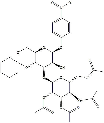 P-NITROPHENYL 3-O-(2,3,4,6-TETRA-O-ACETYL-ALPHA-D-MANNOPYRANOSYL)-4,6-O-CYCLOHEXYLIDENE-BETA-D-MANNOPYRANOSIDE Structure