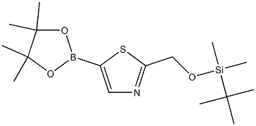 2-(((tert-butyldimethylsilyl)oxy)methyl)-5-(4,4,5,5-tetramethyl-1,3,2-dioxaborolan-2-yl)thiazole Struktur