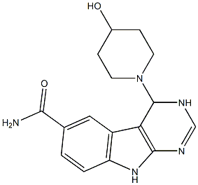 4-(4-hydroxypiperidin-1-yl)-4,9-dihydro-3H-pyrimido[4,5-b]indole-6-carboxamide Struktur