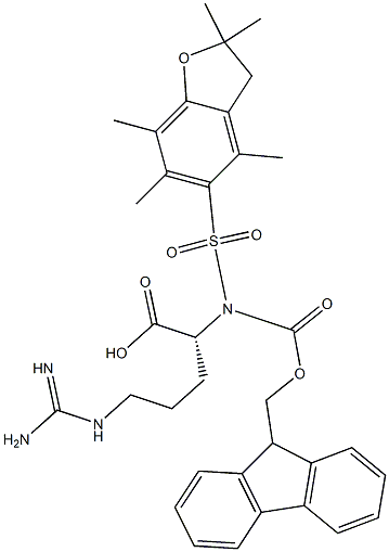 N-fluorenylmethoxycarbonyl-2,2,4,6,7-pentamethyldihydrobenzofuran-5-sulfonyl-D-arginine Structure