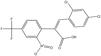 3-(2,4-dichlorophenyl)-2-(2-nitro-4-trifluoromethyl-phenyl)acrylic acid 化学構造式