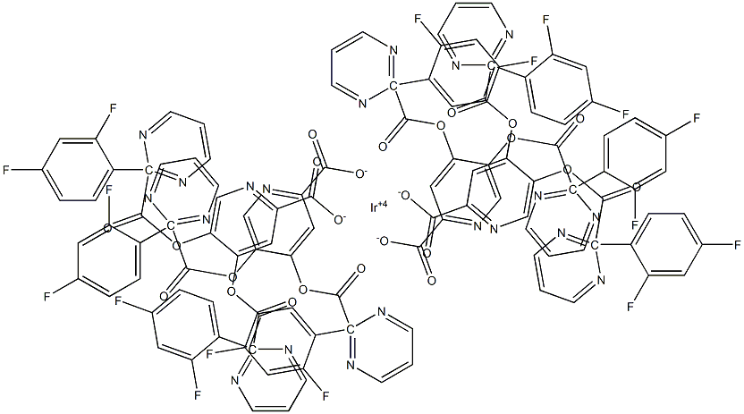 Bis(2-(2,4-difluorophenyl)pyrimidinate)(picolinic acid) iridium Structure