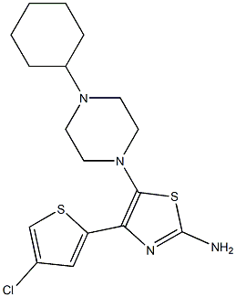 2-氨基-4-(4-氯噻吩-2-基)-5-(4-环己基哌嗪-1-基)噻唑, , 结构式