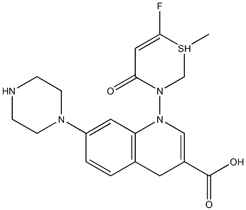 6-氟-1-甲基-4-氧代-7-(1-哌嗪基)-4H-(1,3)噻嗪(3,2A)并喹啉-3-羧酸 结构式