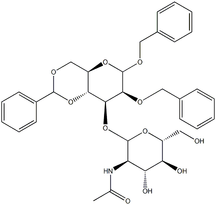 3-O-(2-Acetamido-2-deoxy-D-glucopyranosyl)-1,2-di-O-benzyl-4,6-O-benzylidene-D-mannopyranoside Struktur