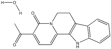 3-acetyl-6,7-dihydroindolo(2,3-a)quinolizin-4(12H)-one monohydrate Struktur