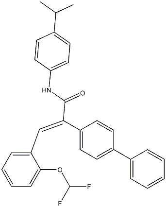 (E)-3-[2-(difluoromethoxy)phenyl]-2-(4-phenylphenyl)-N-(4-propan-2-ylphenyl)prop-2-enamide