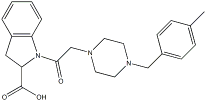 1-{2-[4-(4-METHYL-BENZYL)-PIPERAZIN-1-YL]-ACETYL}-2,3-DIHYDRO-1H-INDOLE-2-CARBOXYLIC ACID Structure