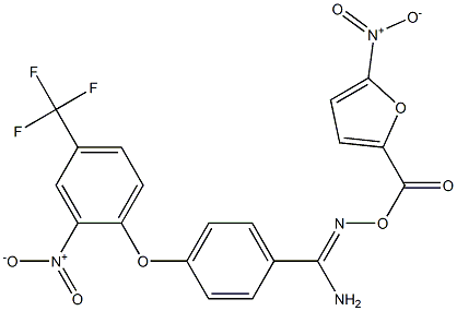 O1-[(5-nitro-2-furyl)carbonyl]-4-[2-nitro-4-(trifluoromethyl)phenoxy]benzene-1-carbohydroximamide 结构式