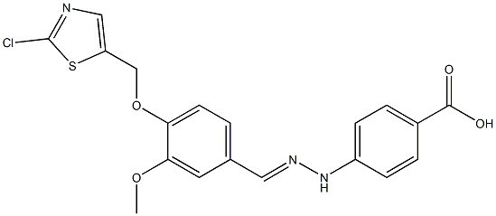 4-[2-((E)-{4-[(2-chloro-1,3-thiazol-5-yl)methoxy]-3-methoxyphenyl}methylidene)hydrazino]benzenecarboxylic acid Struktur