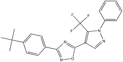 3-[4-(tert-butyl)phenyl]-5-[1-phenyl-5-(trifluoromethyl)-1H-pyrazol-4-yl]-1,2,4-oxadiazole 化学構造式