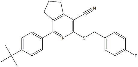 1-[4-(tert-butyl)phenyl]-3-[(4-fluorobenzyl)sulfanyl]-6,7-dihydro-5H-cyclopenta[c]pyridine-4-carbonitrile 结构式