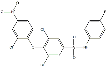 N1-(4-fluorophenyl)-3,5-dichloro-4-(2-chloro-4-nitrophenoxy)benzene-1-sulfonamide,,结构式