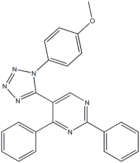 5-[1-(4-methoxyphenyl)-1H-1,2,3,4-tetraazol-5-yl]-2,4-diphenylpyrimidine Struktur