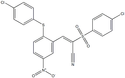(E)-3-{2-[(4-chlorophenyl)sulfanyl]-5-nitrophenyl}-2-[(4-chlorophenyl)sulfonyl]-2-propenenitrile,,结构式