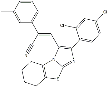 (Z)-3-[2-(2,4-dichlorophenyl)-5,6,7,8-tetrahydroimidazo[2,1-b][1,3]benzothiazol-3-yl]-2-(3-methylphenyl)-2-propenenitrile 结构式