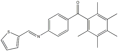 (2,3,4,5,6-pentamethylphenyl){4-[(2-thienylmethylidene)amino]phenyl}methano ne Struktur