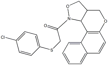 1-[3a,11c-dihydro-3H-benzo[5,6]chromeno[4,3-c]isoxazol-1(4H)-yl]-2-[(4-chlorophenyl)sulfanyl]-1-ethanone Struktur