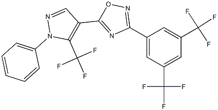 3-[3,5-di(trifluoromethyl)phenyl]-5-[1-phenyl-5-(trifluoromethyl)-1H-pyrazol-4-yl]-1,2,4-oxadiazole|