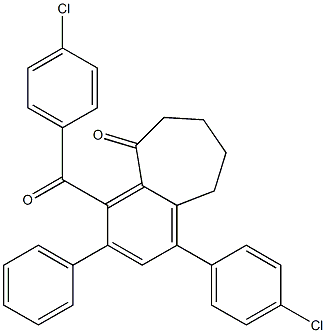 4-(4-chlorobenzoyl)-1-(4-chlorophenyl)-3-phenyl-6,7,8,9-tetrahydro-5H-benzo[a]cyclohepten-5-one Structure