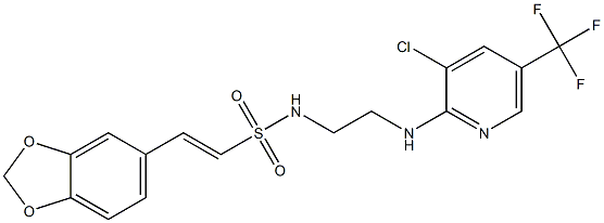 (E)-2-(1,3-benzodioxol-5-yl)-N-(2-{[3-chloro-5-(trifluoromethyl)-2-pyridinyl]amino}ethyl)-1-ethenesulfonamide Struktur
