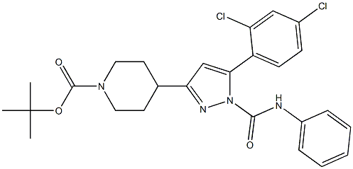 tert-butyl 4-[1-(anilinocarbonyl)-5-(2,4-dichlorophenyl)-1H-pyrazol-3-yl]tetrahydro-1(2H)-pyridinecarboxylate 化学構造式