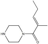 1-[(2E)-2-methylpent-2-enoyl]piperazine 化学構造式