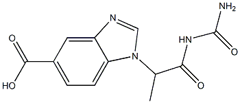 1-[2-(carbamoylamino)-1-methyl-2-oxoethyl]-1H-1,3-benzodiazole-5-carboxylic acid 化学構造式