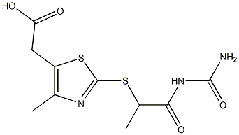 2-(2-{[1-(carbamoylamino)-1-oxopropan-2-yl]sulfanyl}-4-methyl-1,3-thiazol-5-yl)acetic acid Struktur