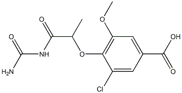4-{[1-(carbamoylamino)-1-oxopropan-2-yl]oxy}-3-chloro-5-methoxybenzoic acid Struktur