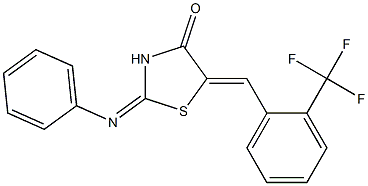 2-(phenylimino)-5-[2-(trifluoromethyl)benzylidene]-1,3-thiazolidin-4-one,,结构式