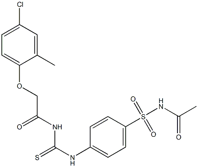 N-acetyl-4-[({[(4-chloro-2-methylphenoxy)acetyl]amino}carbothioyl)amino]benzenesulfonamide Structure