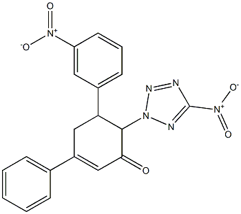 5-{3-nitrophenyl}-6-{5-nitro-2H-tetraazol-2-yl}-3-phenyl-2-cyclohexen-1-one,,结构式