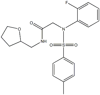 2-{2-fluoro[(4-methylphenyl)sulfonyl]anilino}-N-(tetrahydro-2-furanylmethyl)acetamide Structure